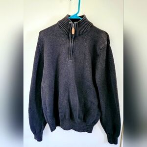 Black Vintage Y2K St. John's Bay Cotton Knit Hi Neck Zip Sweater Top Shirt Sz M